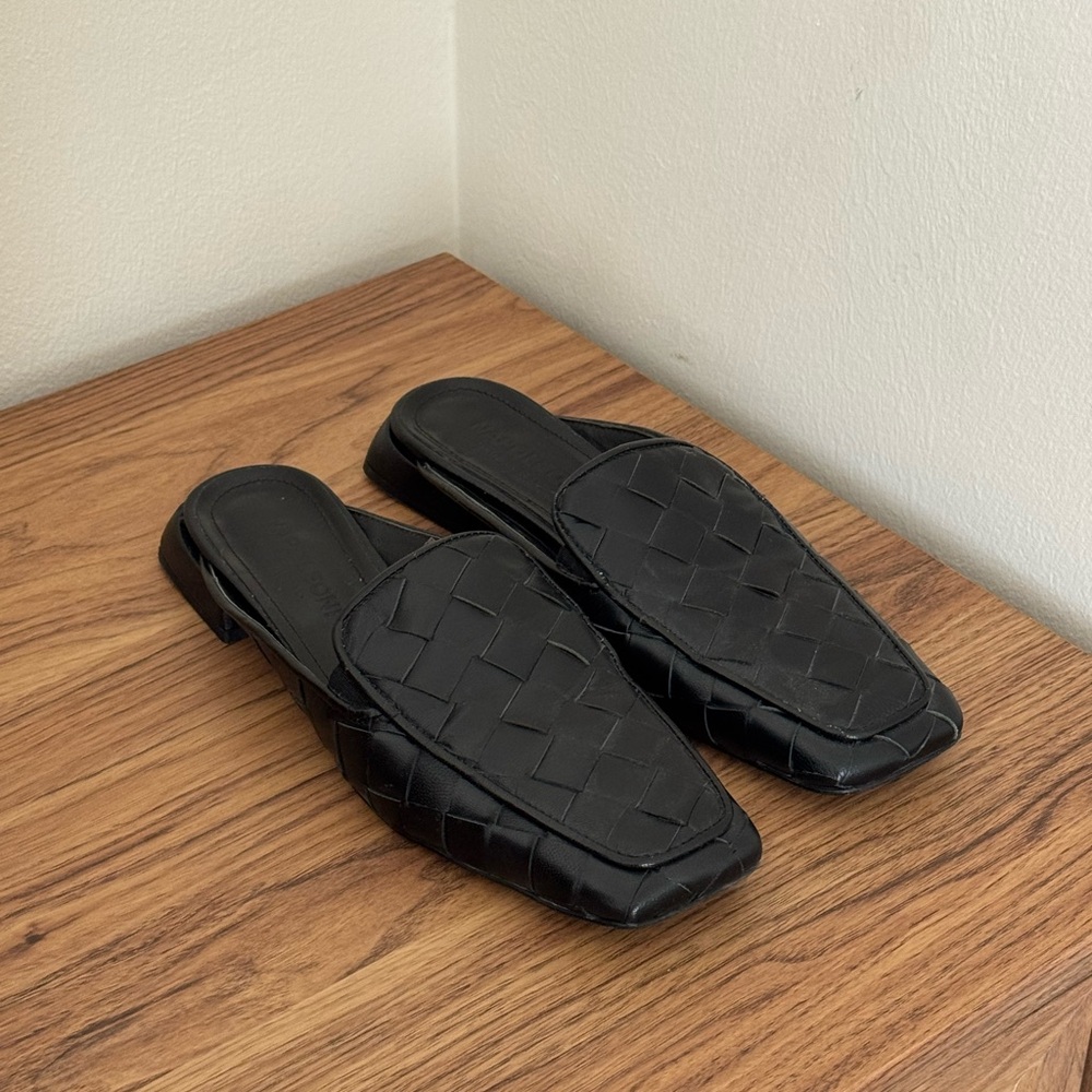 Napoleoni Black Woven Leather Loafers